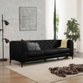 thumbnail image 2 of Omax Decor Havana 90" Mid Century Modern Tufted Genuine Leather Sofa in Black, 2 of 8