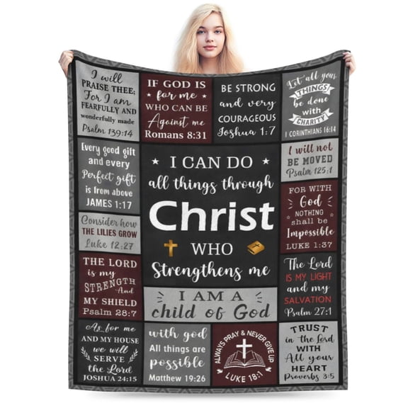 Christian Catholic Religious Gifts Blanket for Men, I Can Do All Things Through Christ Blanket 50x40