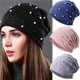 thumbnail image 2 of Gorro De Perla Suave Otoño Primavera Beanie Sombreros Mujeres Imitación Diamantes De Calaveras Gorras De Invierno, 2 of 4