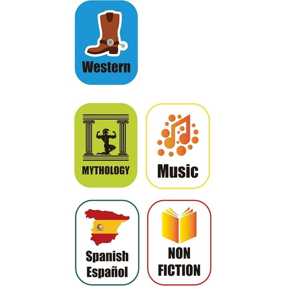 Juego de 450 etiquetas Magictodoor para libros de género bibliotecario con lomo