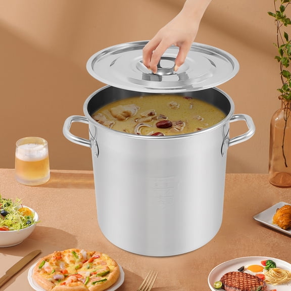 304 Stainless Steel Modern Large Capacity Silver Freestanding Large Cooking Pot with Lid for Cooking Porridge