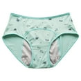 thumbnail image 3 of Lunuaoe Teen Girls Menstrual Period Panties, Leak-Proof Cotton Underwear, Cute Print Mid Waist Briefs with Back Coverage, 3 of 9