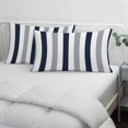 thumbnail image 4 of Navy Blue Gray Striped Small Pillow Covers, Farmhouse Stripe Art Soft Breathable Throw Pillow Cases with Invisible Zipper, Decorative Pillowcase Pillows Protectors for Sofa Bed Chair 12"x20", 4 of 9