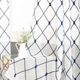 thumbnail image 4 of Topfinel White Sheer Curtains 90 Inches Long Navy Blue Embroidered Diamond Grommet Window Curtains for Living Room Bedroom, 2 Panels, 4 of 6