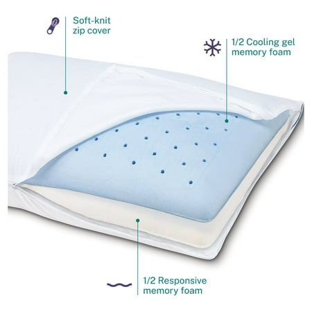 Sleep Innovations - Reversible Cooling Gel Memory Foam & Memory Foam King Pillow - White