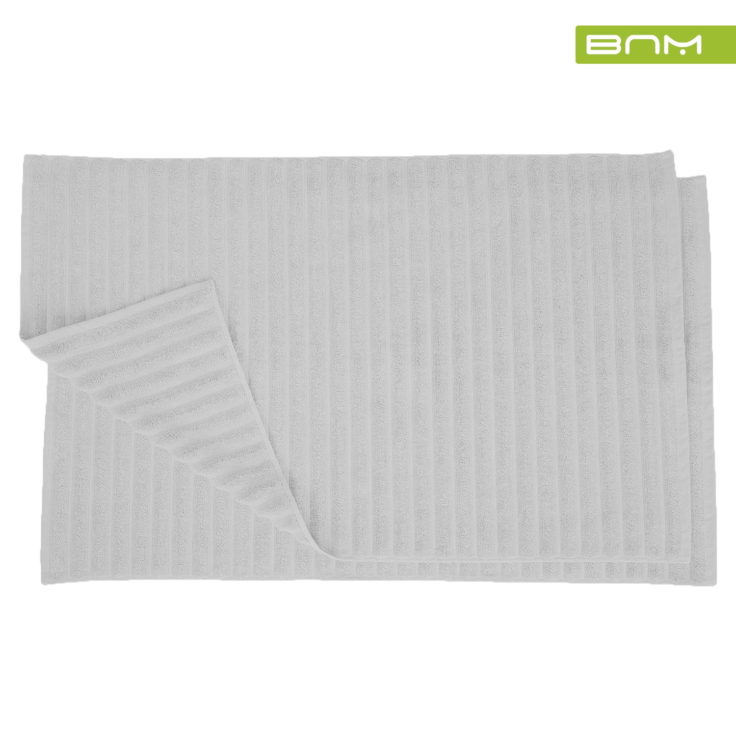 Lined 100 Combed Cotton Bath Mats Set for Bathroom 2 Piece, Silver