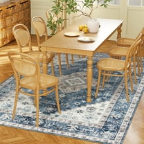 HOMCOM 4x6 Area Rug, Vintage Machine Washable Rug for Living Room, Blue