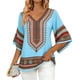 thumbnail image 3 of TaTaai Women's Fashion Striped Print Elegant V-Neck Three-Quarter Sleeve Top Gift, 3 of 6
