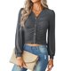 thumbnail image 1 of SAYOO Mujeres Primavera Verano Prendas de punto, Color sólido Manga larga Cuello en V Fruncido Cierre de botón Tops delgados SAYOO Moda, 1 of 9