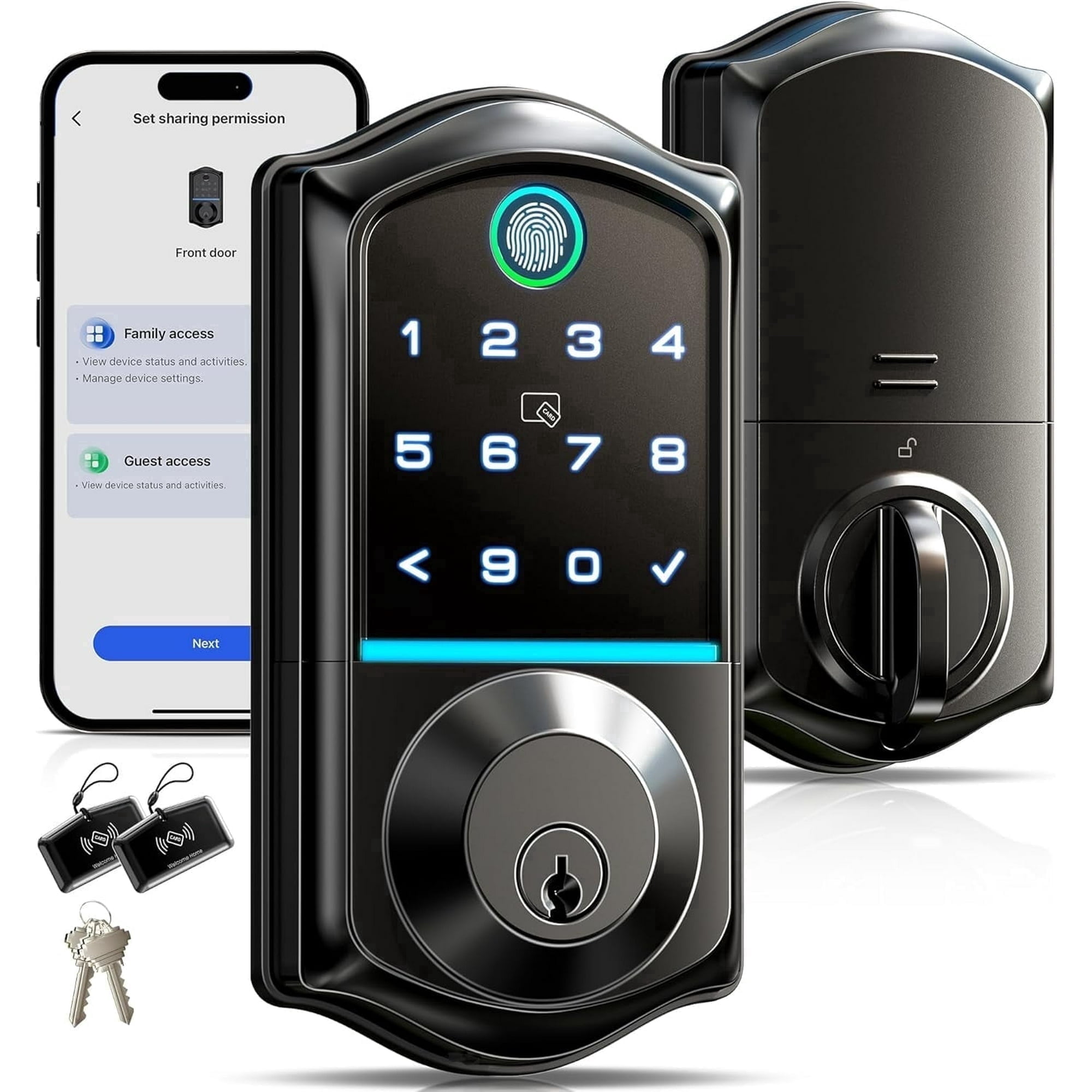VEISE Smart Fingerprint Keypad Door Lock Matte Black photo 1