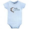 thumbnail image 3 of Hudson Baby Infant Boy Cotton Bodysuit, Shorts and Shoe Set, Jawsome Shark, 12-18 Months, 3 of 5