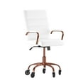 thumbnail image 2 of BizChair Mid-Back White LeatherSoft Executive Swivel Office Chair with Rose Gold Frame, Arms, and Transparent Roller Wheels, 2 of 9