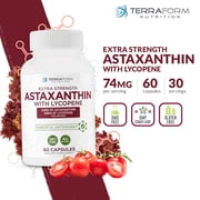 Astaxanthin Supplement 24mg with Lycopene 50mg – High Dose Dual Spectrum Antioxidant Complex - Natural Astaxanthin from Haematococcus Pluvialis Microalgae - 60 Servings