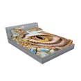 thumbnail image 2 of Ambesonne Colorful Fitted Sheet & Pillow Sham Set, Tropic Reptiles Iguana, Queen, Multicolor, 2 of 2