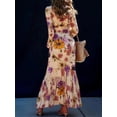thumbnail image 2 of Ruffled waist printed dress, elegant long dress for women, 2 of 5