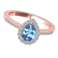 thumbnail image 4 of Rings for Women 1.46 Carat Diamond and Pear Shaped Blue Topaz Ring prong 10K Rose Gold, 4 of 5