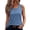 #0439-Blue, variant on Favoffer Women's Henry Neck Blouse Sleeveless Button Front Solid Color Loose Casual Top for Summer Holiday Leisure Fashion