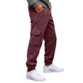 thumbnail image 5 of Men's Casual Cargo Sweatpants Fleece Lined Drawstring Elastic Waist pants Lightweight Workout Joggers Athletic Pants with Multi Pockets Wine XL, 5 of 8