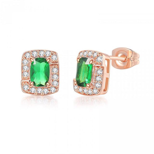 Daisyyozoid Wholesale Multicolor Earrings Color Zircon Single Full Diamond, Crystal Earrings(Platinum Rectangle)
