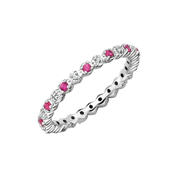 Gem & Harmony Lab-Created Ruby Ring 0.30 Carat (Ctw) in Sterling Silver for Women