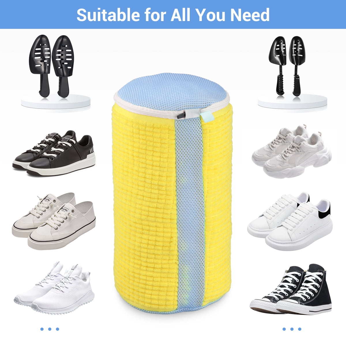 Avoalre Shoe Washing Bag, Fluffy Fibers 360° All-Around Cleaning Shoe Laundry Bag, Top Hidden Zipper, Durable & Reusable for All Shoe Types