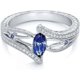 thumbnail image 1 of Women Ring Inlaid with Oval Artificial Gems Rhinestone Shiny Ring Jewelry Birthday Gifts (Navy Blue, Size 8), 1 of 4