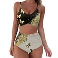 thumbnail image 3 of Aayomet Bikinis High Waisted Women Trendy Bikini Set Two Piece Swimwear Bathing Suit Swimsuit Triangle Halter Top Tie Side,Gold M, 3 of 4
