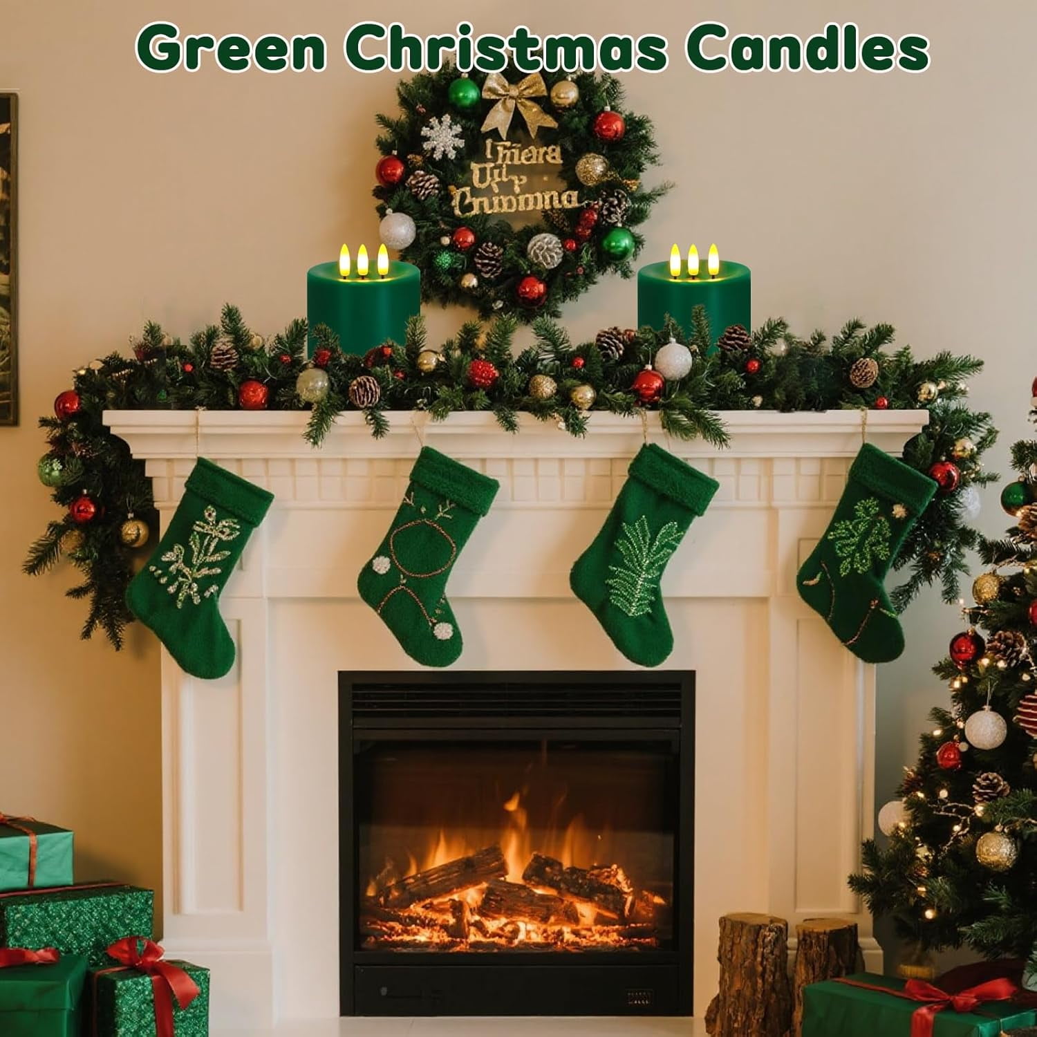 3 Wick Flameless Candles Set of 2, 4"x4" Flickering Large Flameless Candles with Remote & Timer, Dimmable Real Wax Electric Pillar Candles Battery Operated, LED Candles for Home Christmas Decor
