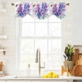 thumbnail image 4 of Tie Up Valances for Windows, Purple Pink Flowers Adjustable Valance Curtains Window Treatment for Living Room/Bedroom, Farmhouse Watercolor Floral Rod Pocket Kitchen Curtains & Drapes 42x12 Inch, 4 of 9