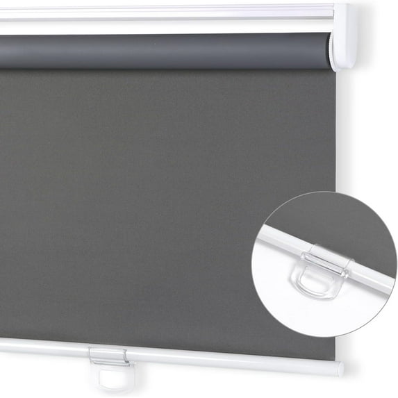 LUCKUP Cordless Roller Shades for Windows, Blackout Roller Blinds with UV Protection Thermal Insulated and Privacy, 34" W x 72" L, Dark Grey