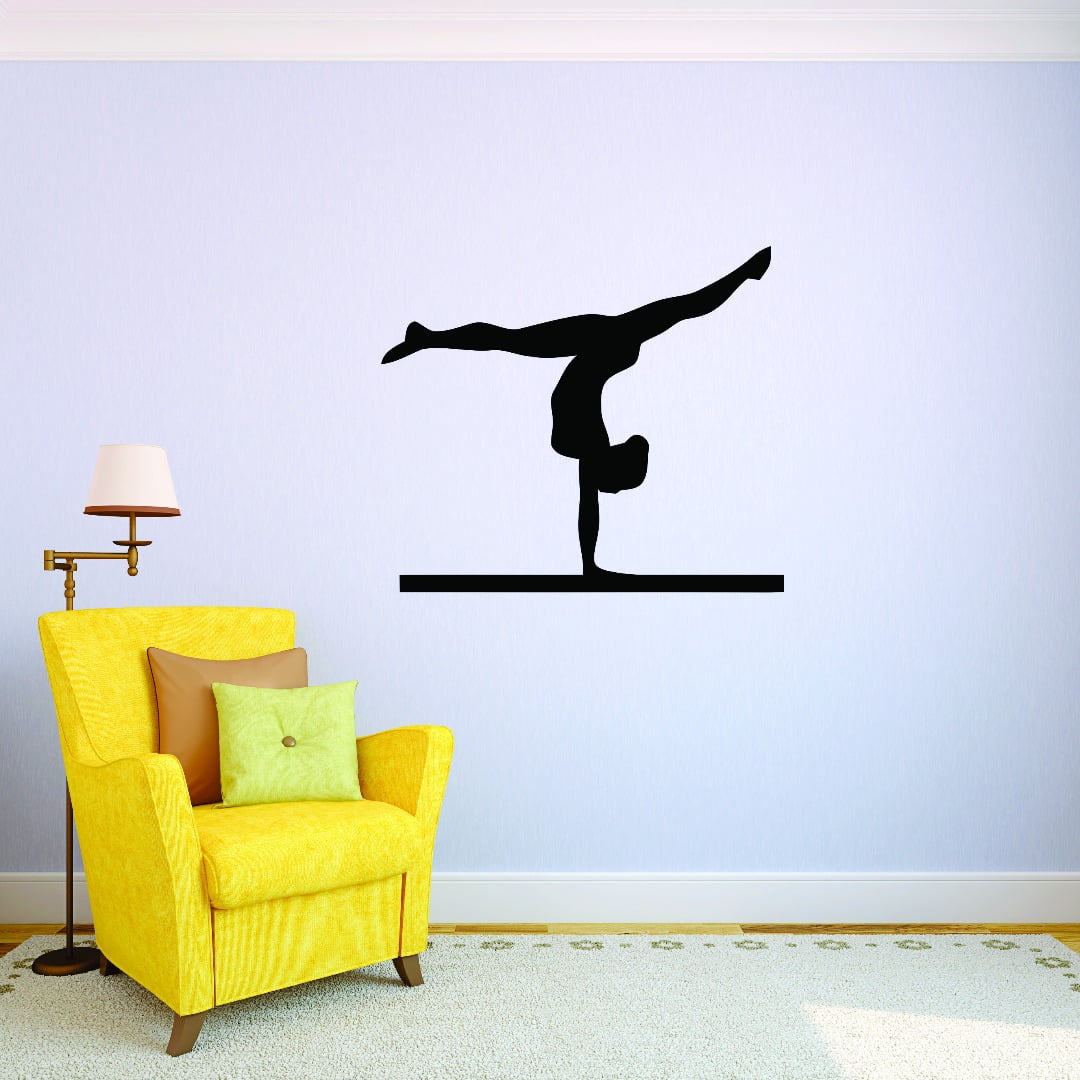 Custom Wall Decal Gymnastics Flip Split Balance Beam Sports Girl Vinyl