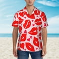 thumbnail image 2 of Yiaed Lips Kiss Print Hawaiian Shirt for Men Short Sleeve Button Down Shirts Beach Shirts for Men,Small, 2 of 7