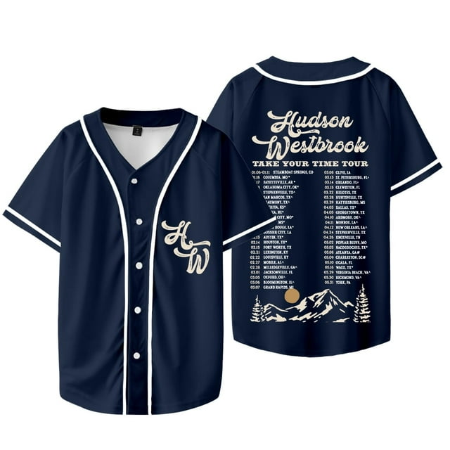 Hudson Westbrook Take Your Time Tour Merch Veste de Baseball Tee Unisexe Col en V Manches Courtes T-Shirts, Style 1, TTP
