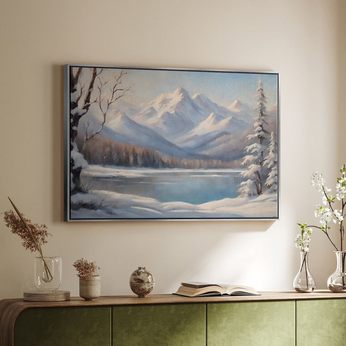 Vintage Landscape-CCV By Wexford Home Framed in Silver Wood Gallery Wrapped Canvas 17 in. x 25 in.