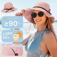 thumbnail image 3 of Pakyozj Sun Beach Hats for Women, Summer UPF 50+ UV Sun Protection Wide Brim Woven Hat Foldable Packable Knitted Cap, 3 of 7