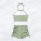 thumbnail image 5 of Trajes de baño Amzcrzy Tankini para mujer, trajes de baño, trajes de baño, bikini para mujer, traje de baño de bikini sin espalda con cuerpo dividido de color sólido, verde menta, L, 5 of 5