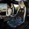 thumbnail image 2 of Xixirimido Leather Seat Cover Front Seats Only, Universal Fit Auto Front Seat Covers for Sedan Van SUV Truck 5 Pcs Set with Seatbelt Covers & Center Console Cover, Black Cat & Floral, 2 of 8