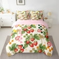 thumbnail image 2 of Feelyou Red Strawberry Teens Twin Bedding Sets 7-Piece, Retro Buffalo Plaid Bedding Comforter Set, Kawaii Cartoon Fruit Reversible Sheet Sets, Microfiber Bedroom Decor, 2 of 7