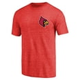 thumbnail image 2 of Men's Red Louisville Cardinals Left Chest Distressed Logo Tri-Blend T-Shirt, 2 of 3