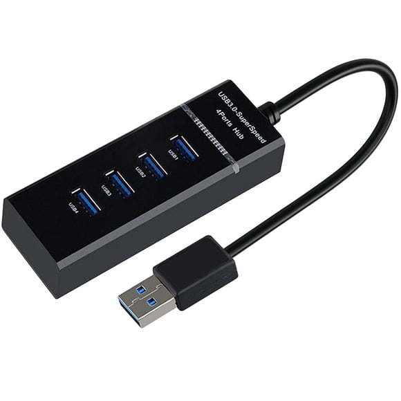 AYECEHI Hub USB 3.0 Divisor de puerto USB Concentrador de datos USB de alta velocidad de 4 puertos con indicador LED para computadora portátil, computadora, disco duro móvil, teclado, mouse y más - Ne