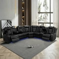 thumbnail image 2 of Runmliy Power Recliner Air Leather Sectional Sofa with LED Light,Cup Holder, Storage Console for for Living Room,Home Theater Seating, 2 of 15
