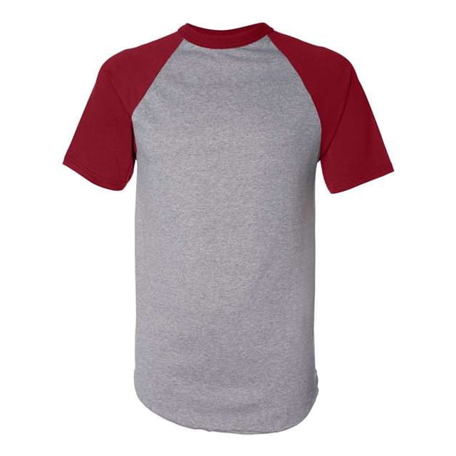 Augusta Sportswear 423 50/50 S-Sleeve Raglan T-Shirt-Athletic Heather/Red-Small Ropa deportiva Augusta 423