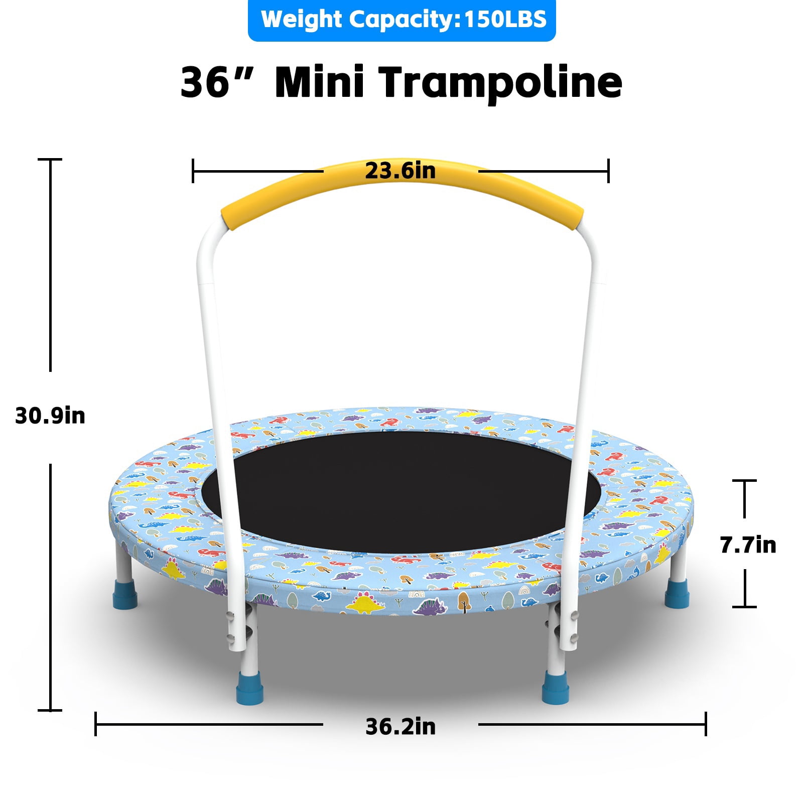 Hommoo 36" Mini Trampoline for Kids Age 1-6, Indoor/Outdoor Kid Trampoline with Handle, Blue