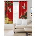 thumbnail image 2 of Red Traditional Kitchen Curtains Vintage Crane Pine Flowers Natural Cafe Short Curtains for Bathroom Blackout Window Curtain Grommet Small Window Treatment Drapes for Bedroom Living Room 27.5"x39"x2, 2 of 9