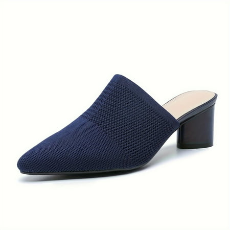

GZHOUFDXINX Elegant Women‘s Breathable Knit Slip On Solid Color Block Heels Stylish Point Toe Dress Pumps with Comfortable Design for a Chic Look