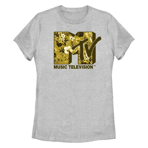 Women's MTV Floral Yellowish Logo  Graphic T-Shirt