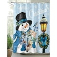 thumbnail image 2 of Fsddascl Light Blue Snowman Christmas Shower Curtain Set - Extra Long 72" x 96" Washable Bathtub Curtain with 12 Hooks, Xmas Gifts Wreath Snowflake Waterproof Fabric Shower Curtains for Bathroom, 2 of 6