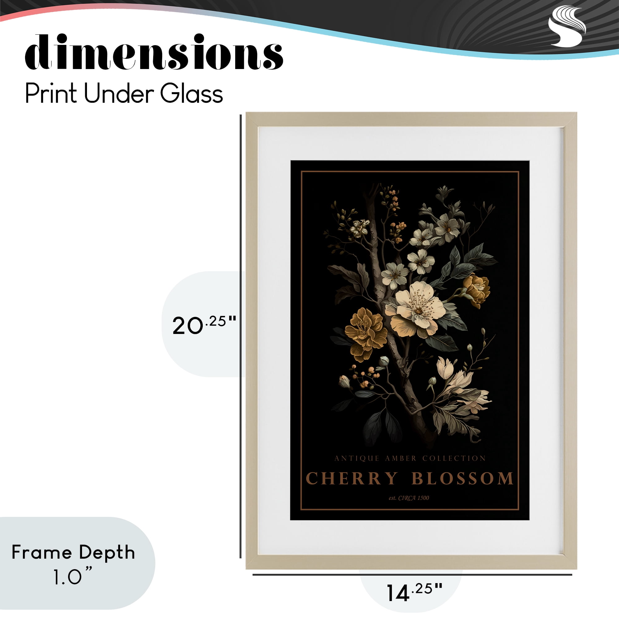 Stupell Industries Antique Cherry Blossom Light Birch Framed Print Under Glass, design by Chris Giampietro