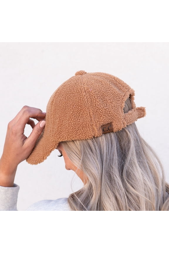 Cozy Sherpa Baseball Cap, Camel 1 Count