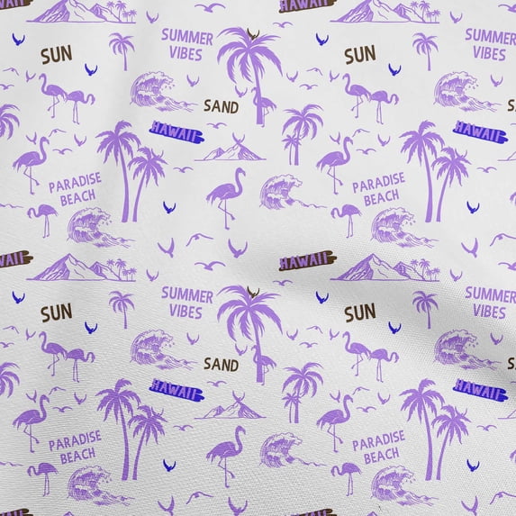 oneOone Cotton Silk Medium Purple Fabric Beach Hawai Diy Clothing Quilting Fabric Print Fabric By Yard 42 Inch Wide